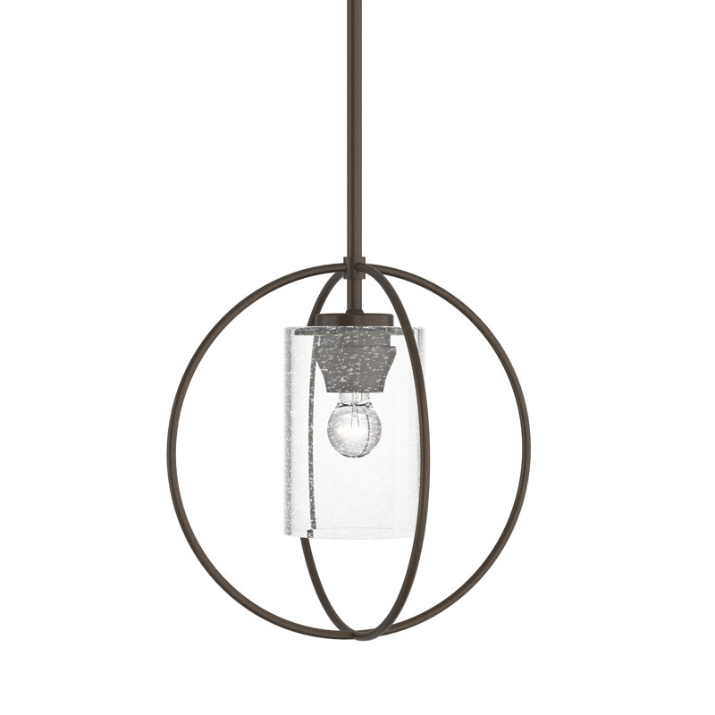 Interlude 1 - Light Unique/Statement Globe Pendant, Seeded Clear, Bronze