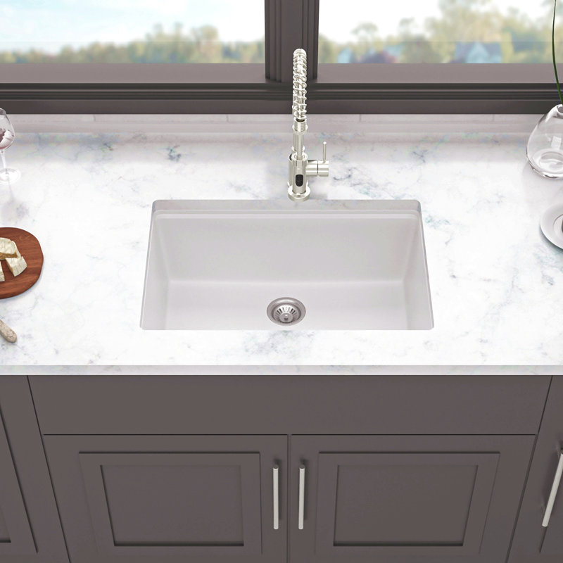Quartz Kitchen Sink - Granite Composite Workstation Undermount Kitchen Sink, White