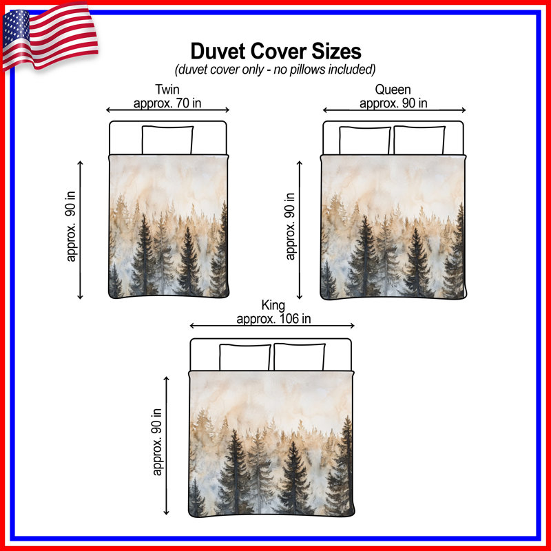 Misty Forest Landscape Duvet Covers, Queen