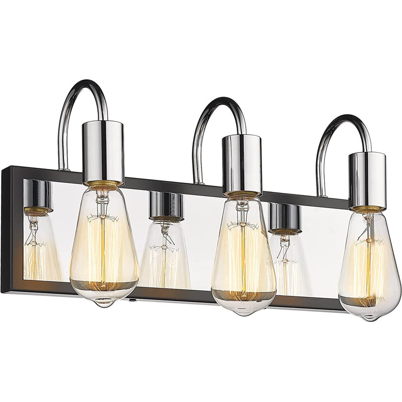 3 - Light Dimmable Vanity Light, Chrome/Black