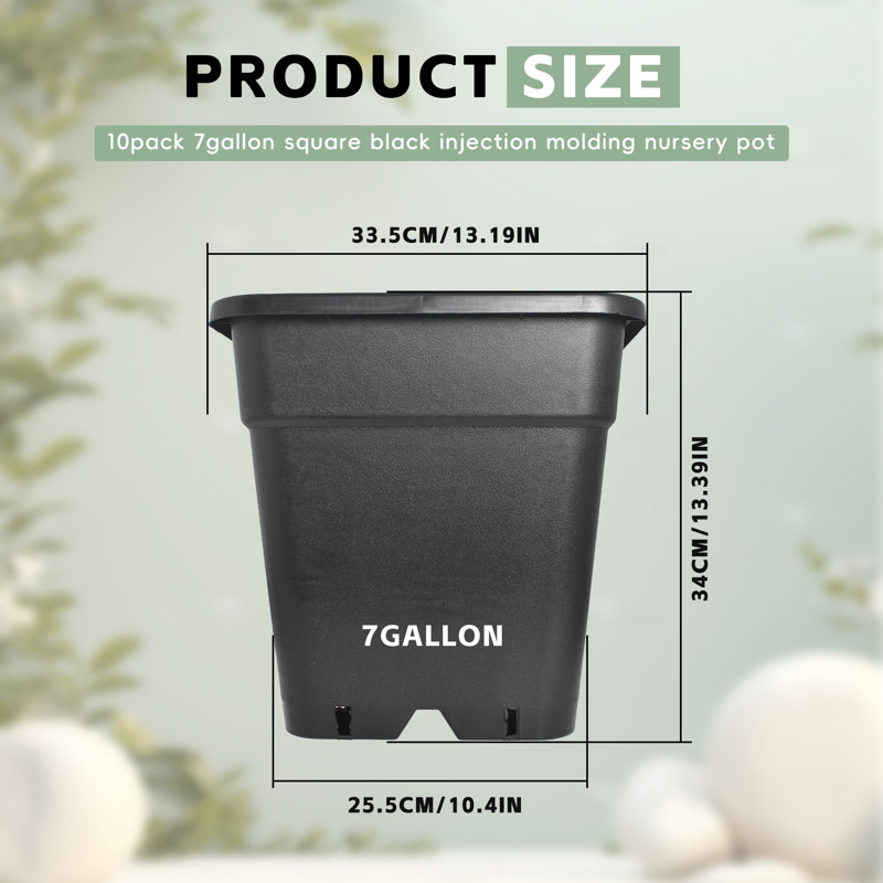 10pcs 3-Gallon Square Plastic Flower Pots Suitable For Indoor And Outdoor Flower Planting, Reusable, Essential Tool For Gardening Enthusiasts