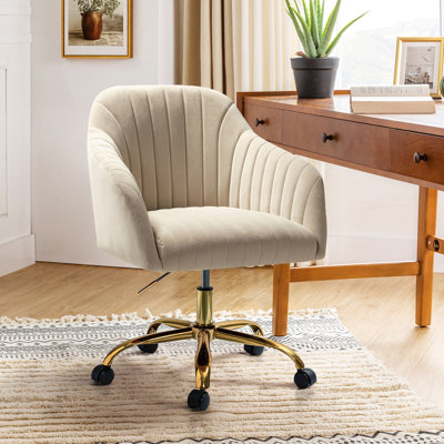 Adan Modern Velvet Task Chair with  Wood Frame and Back