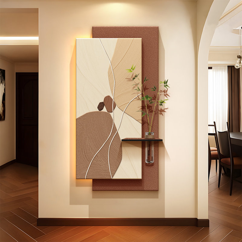 Art mural rectangulaire en grès, H 15,75 po x l 31,50 po, Brun