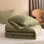 Ensemble d'édredon très grand vert olive, 3 pièces (1 édredon boho et 2 taies d'oreiller), courtepointe légère pour literie toutes saisons