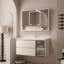 Meuble-lavabo mural 40 po avec lavabo en céramique, 2 tiroirs à fermeture en douceur et 1 porte (kaki)