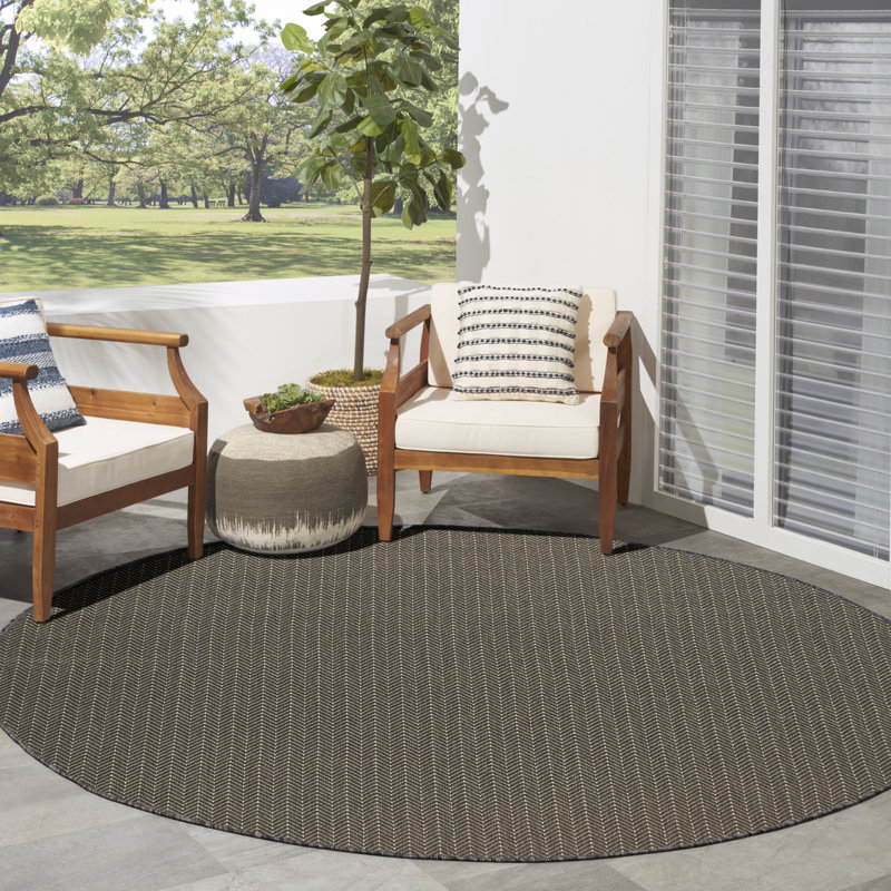 Tapis intérieur / extérieur Remmie, Gris anthracite, Rond 8 pi