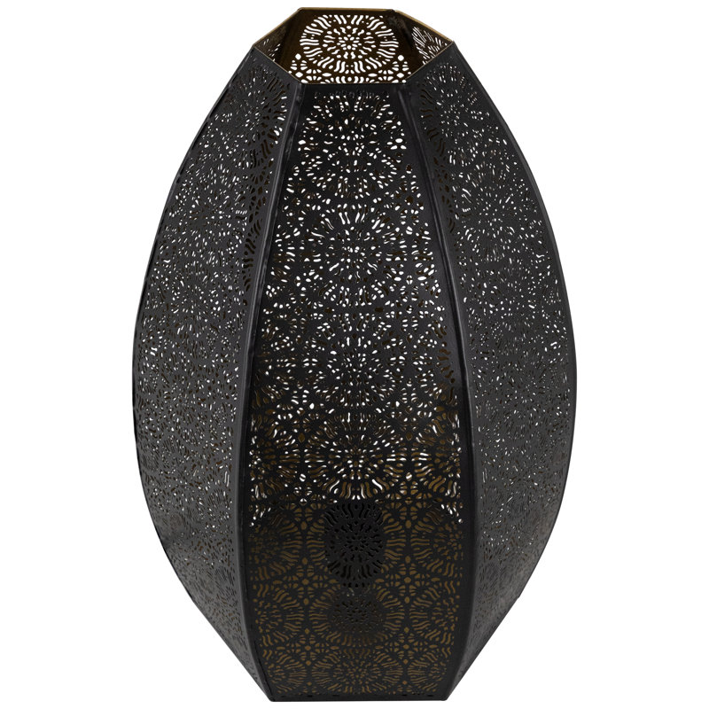 Laser-Cut Moroccan-Style Mandalas Iron Table Lamp - 15.75" - Black