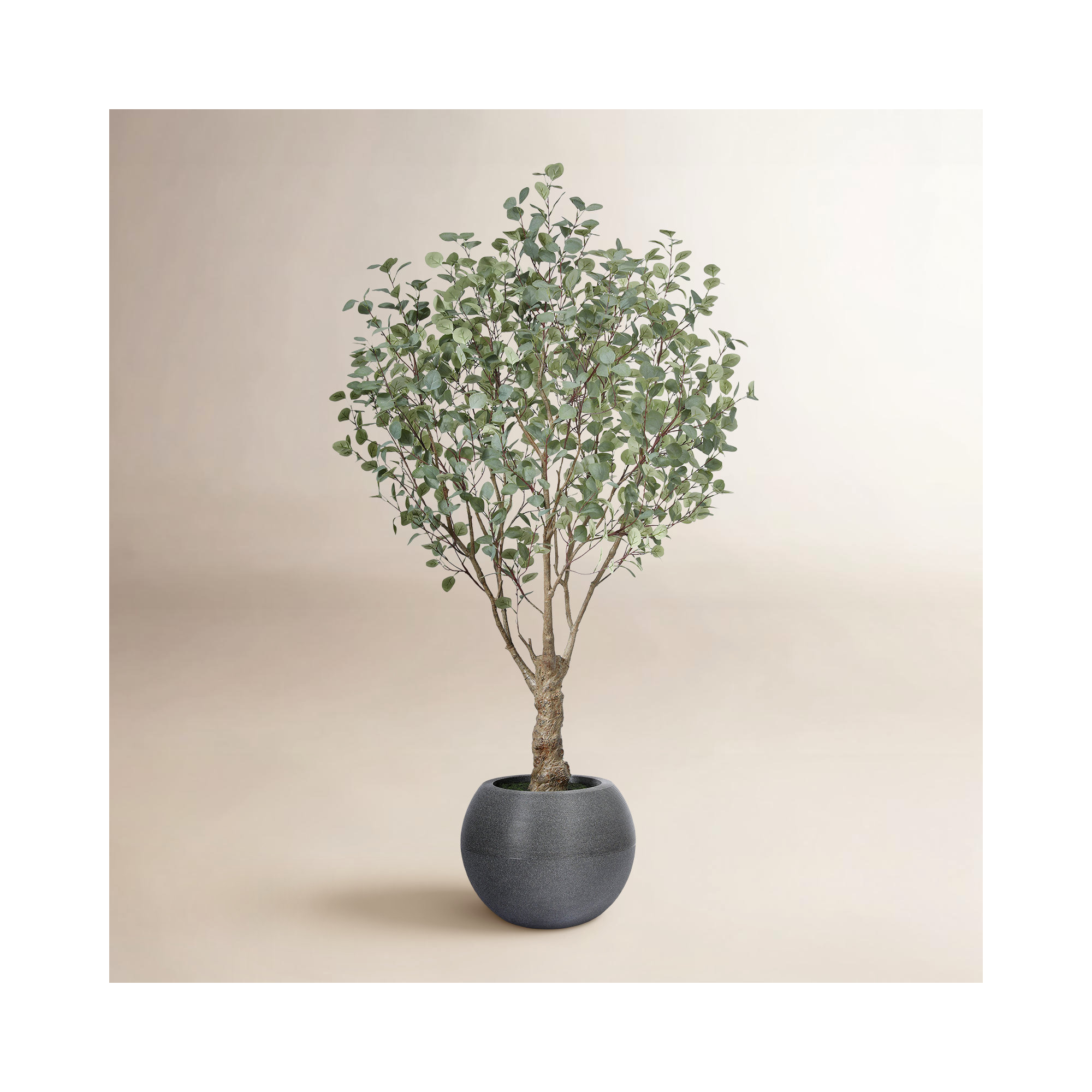 Aldery 7ft UV Resistant Fake Eucalyptus Tree with Grey Tall Planter for Indoor Outdoor Home Decor
