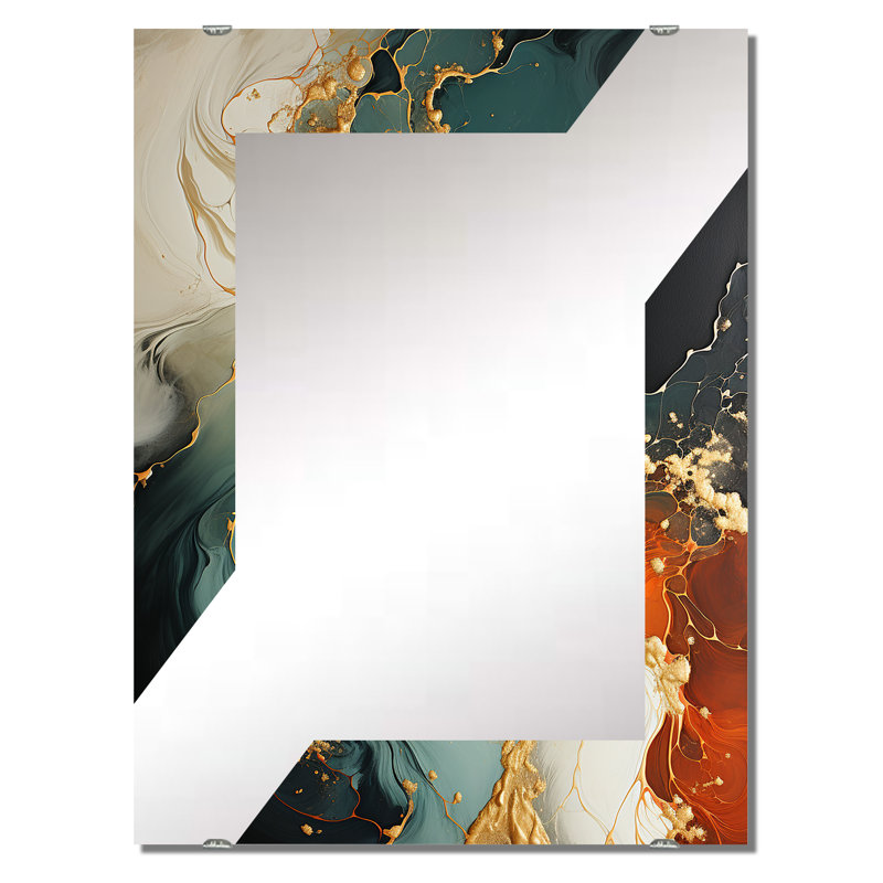 Stone Storm IV - Miroir mural avec peinture abstraite MIR137157, 40 po x 30 po