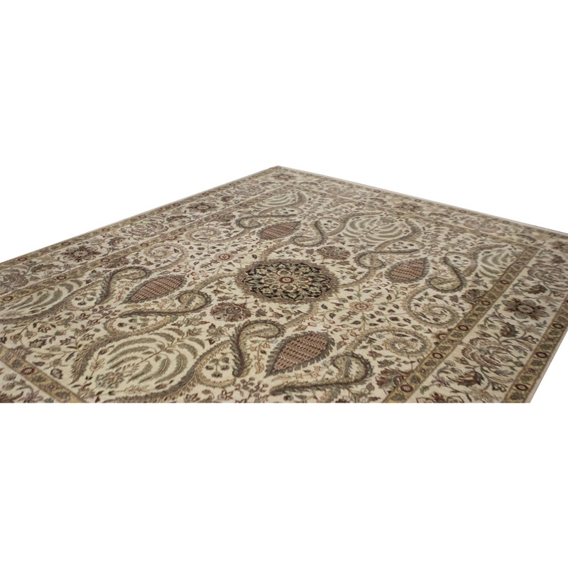 Tapis ivoire noué à la main de haute qualité