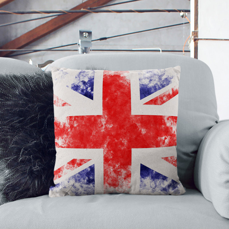 Union Jack British Flag Vol.1 Watercolour Scatter Cushion, 55cm H x 55cm W x 20cm D, Black
