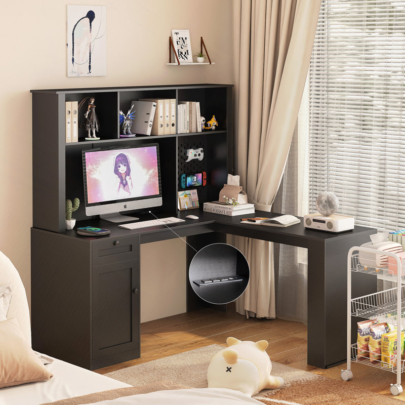 Desk,L Shaped Desk With Charger,Computer Desk With Drawers,Bookshelf & Hutch,Modern Corner Desk,Home Office Desk,L-Shaped Study Table Writing Desk,Corner Gaming Computer Desk With Storage