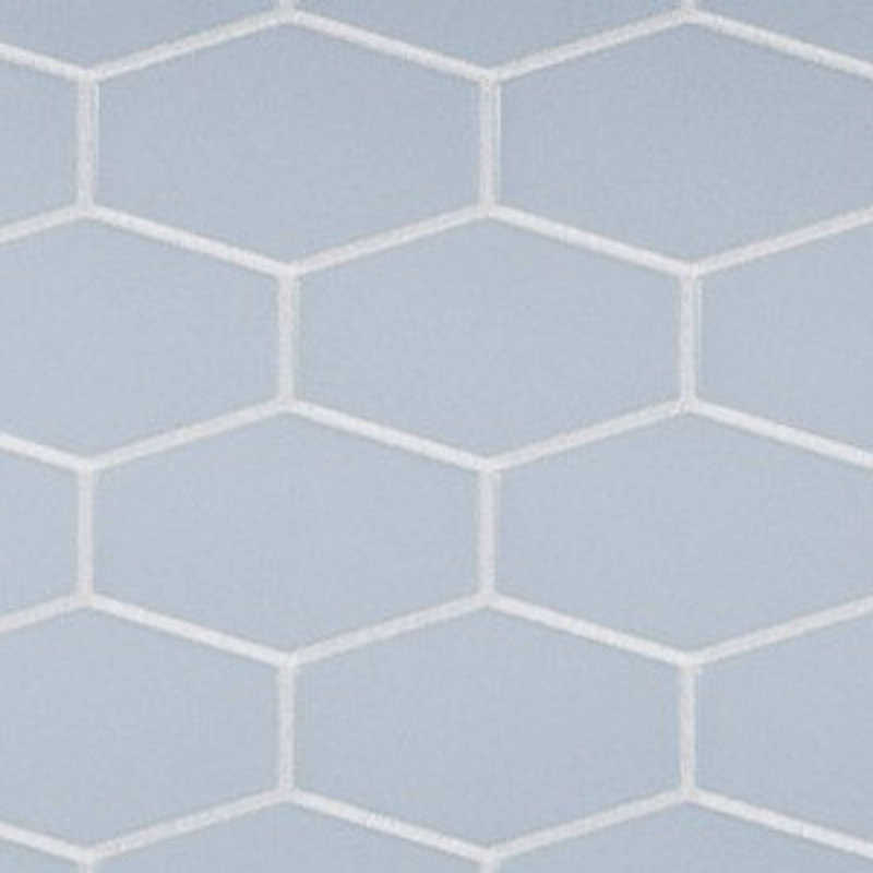 Long Hex 10.60in.x11 in. Glass Mosaic Tile, Caribbean Blue Matte