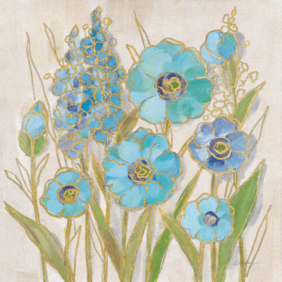 " Opalescent Floral I Blue " by Silvia Vassileva Painting Print