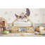 Lit double en bois en forme de maison avec clôture, garde-corps, naturel-1518076592-1518076595