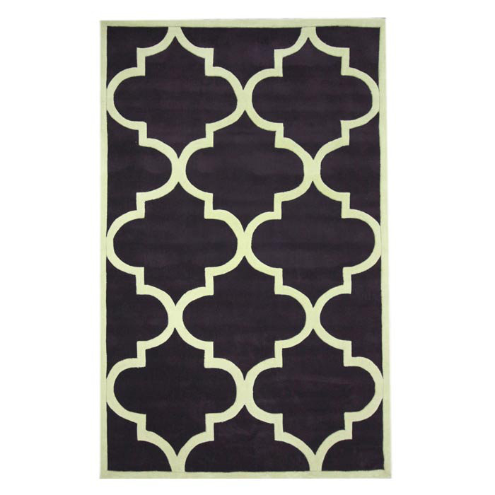 Moi Geometric Handmade Tufted Purple/Natural Area Rug, Rectangle 8'3" x 11'