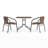 Amlie 28'' Square Glass Metal Table with Rattan Edging and 2 Rattan Stack Chairs-248300041