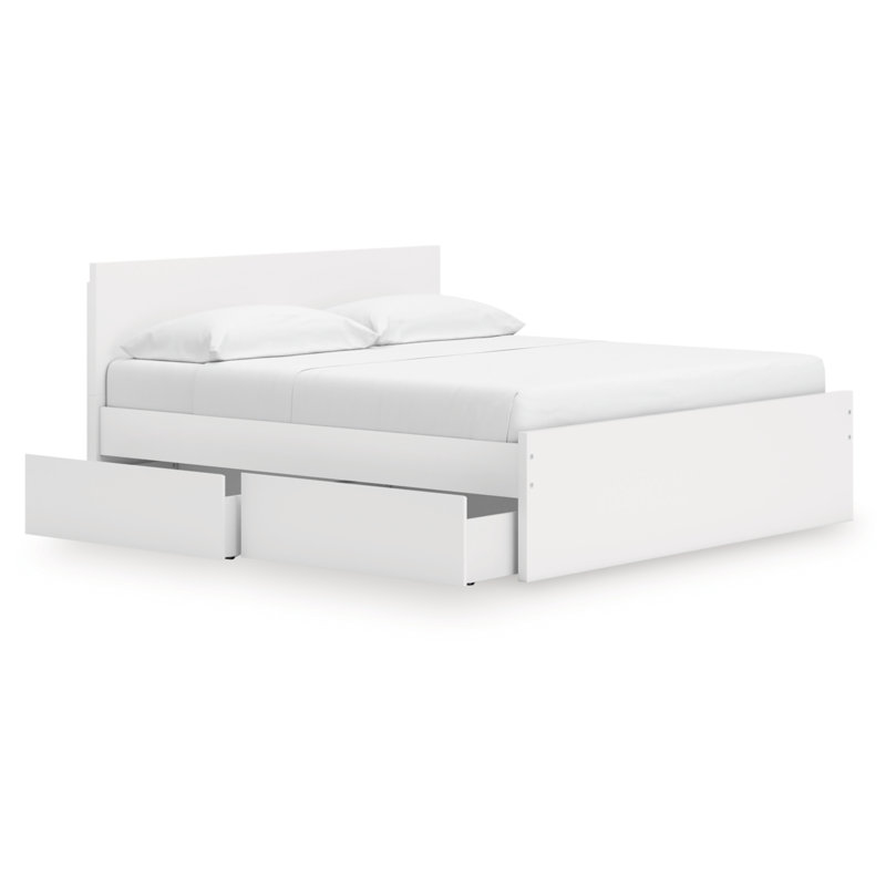 Dunagan King Panel Platform Bed With Storage, White, King