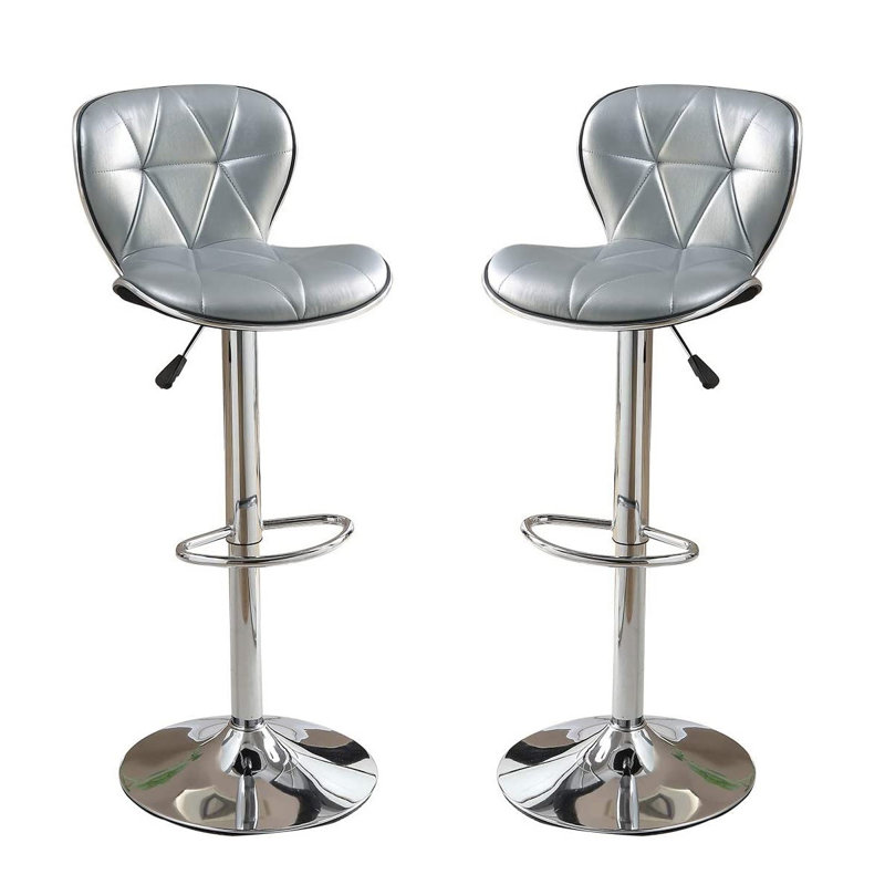 Therese Stool Counter Height Chairs Set of 2 Adjustable Height Kitchen Island Stools, Sliver
