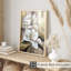 Impression florale blanche de magnolias blancs sur fond doré-569156385