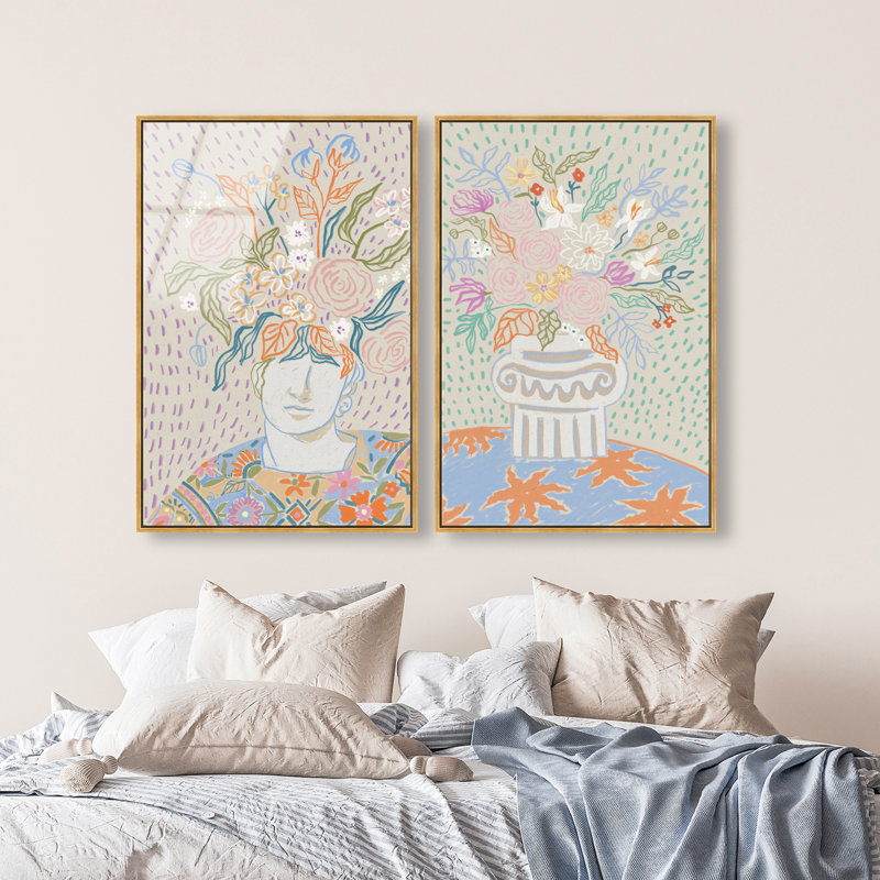 Summer Flourish Set High-Gloss Frameless Acrylic Glass Wall Art Floral & Botanical Print by Oliver Gal, Ready to Hang, 10 x 15