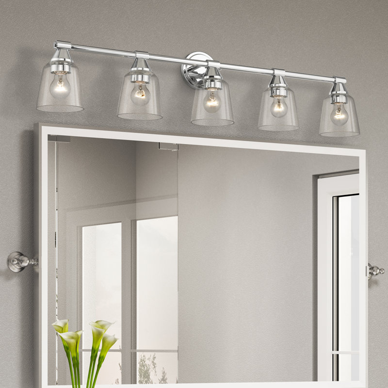 Éclairage pour meuble-lavabo à 5 lumières Adelinda, Chrome poli
