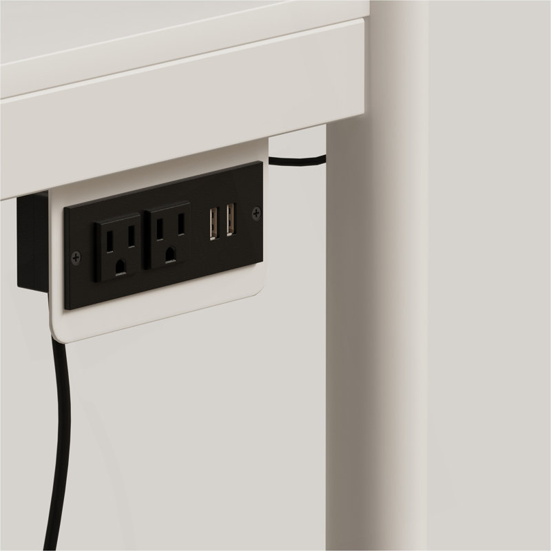 Lit superposé standard avec lit simple, lampe DEL et prise de recharge, White
