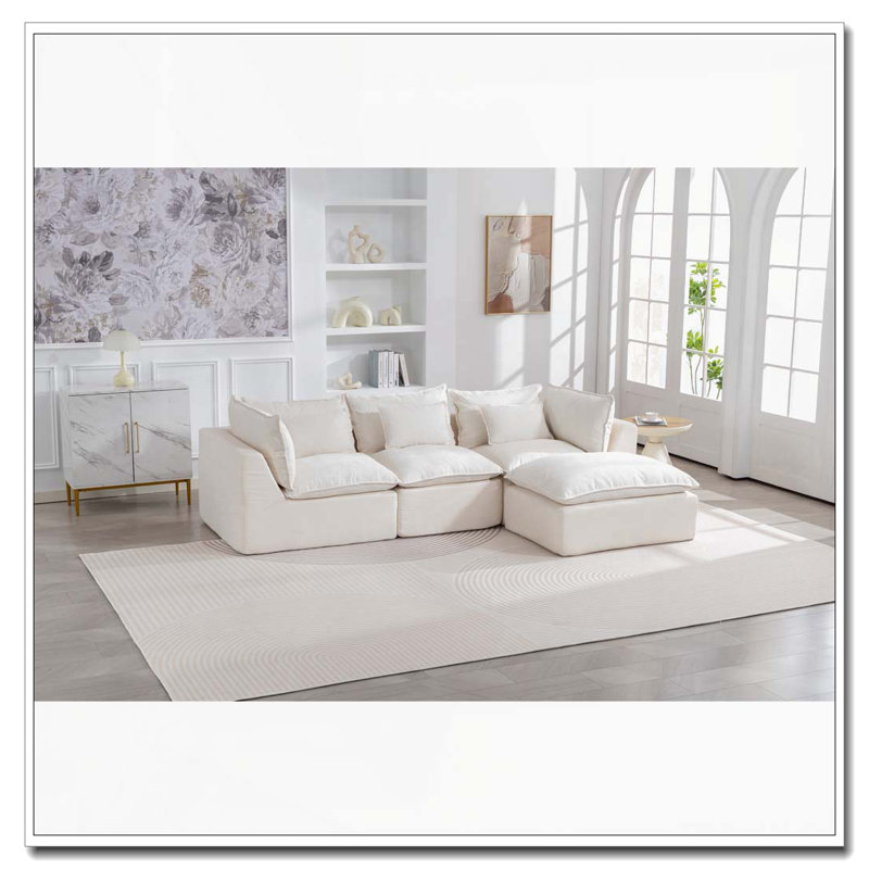 Cloud Couch Oversized Modular Sectional Sofa, Ancient White+3Seat+1Ottman