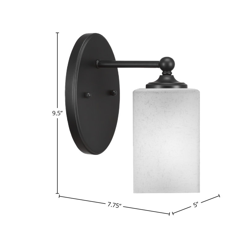 Capri Wall Sconce Shown With 4" Square White Muslin Glass, Matte Black