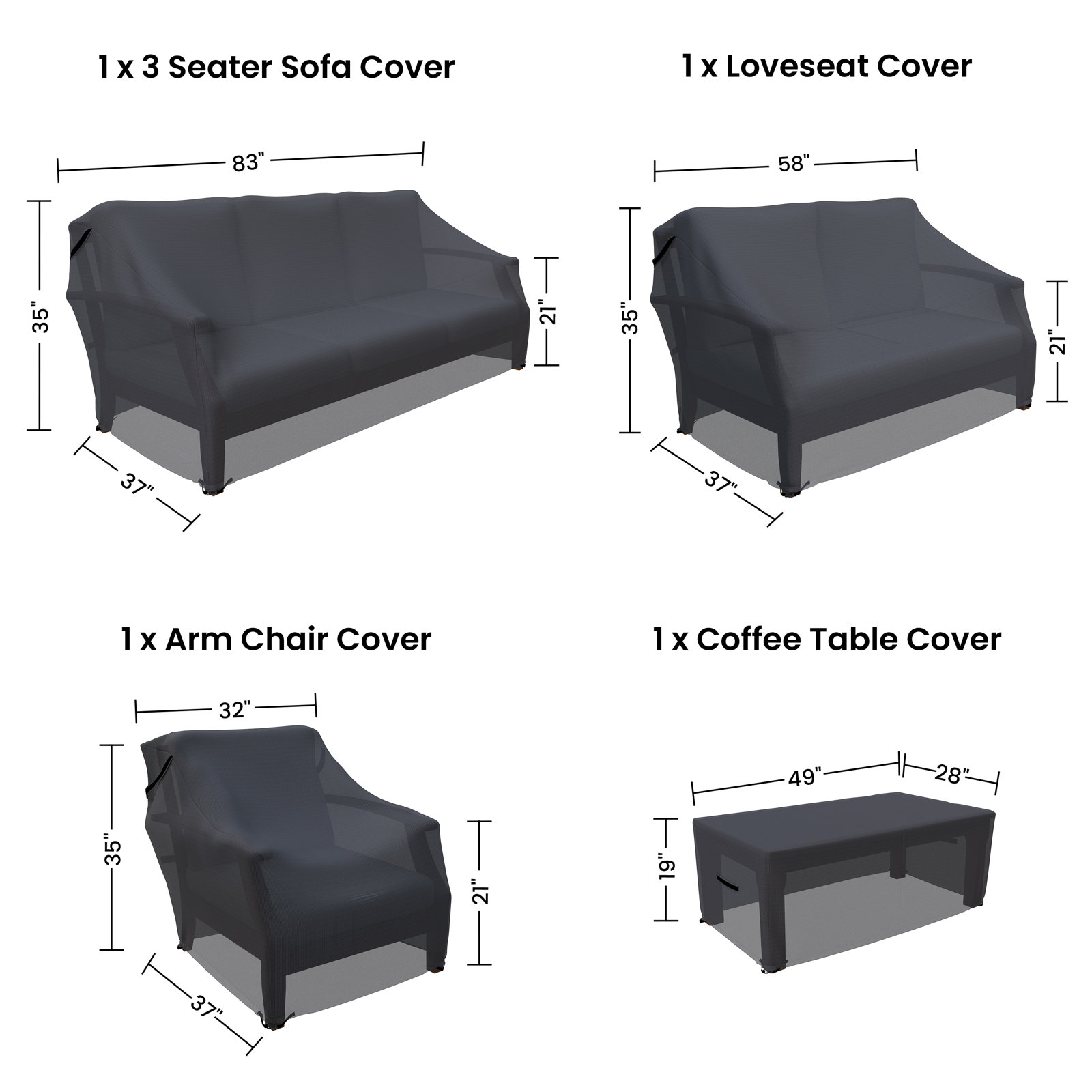 Samya 4-Piece Outdoor Sofa Group Cover