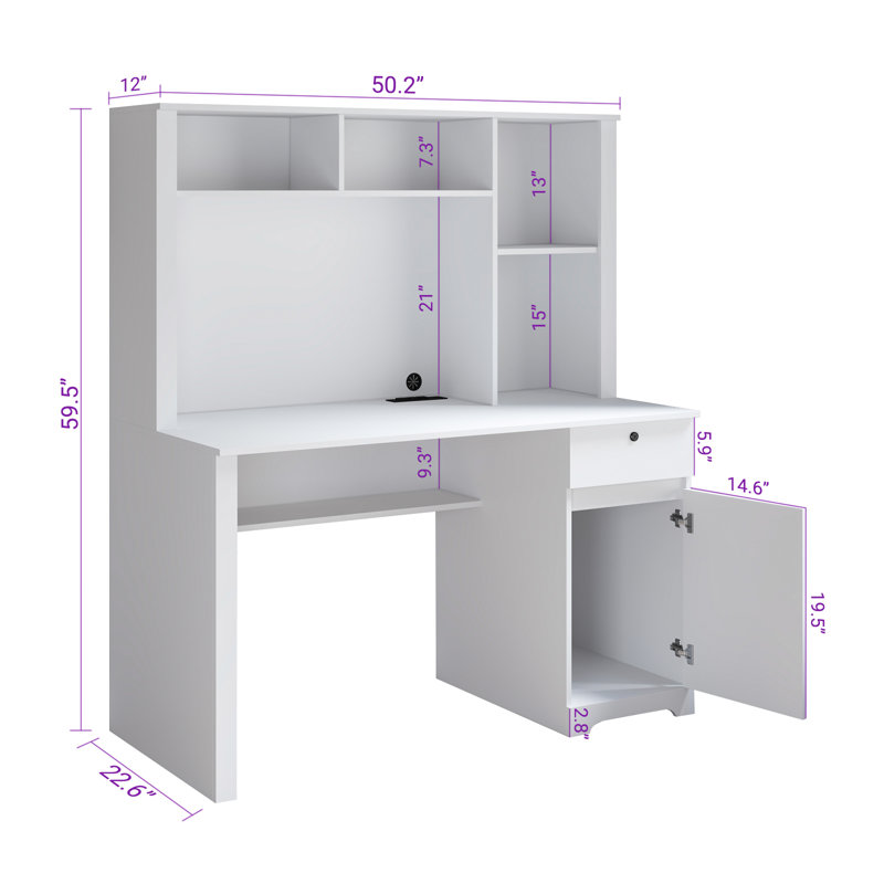 Computer Desk with Hutch and Outlet