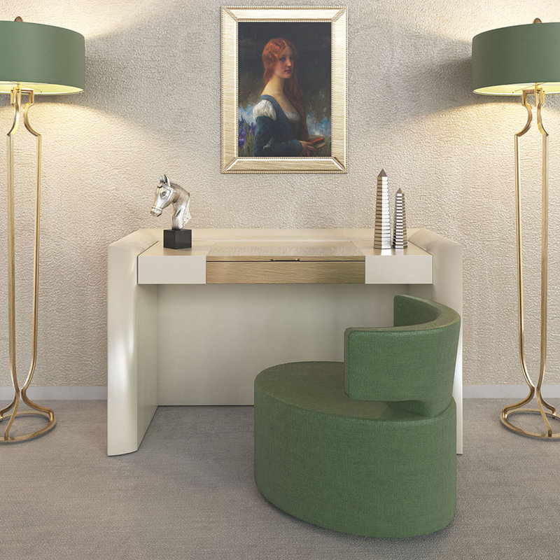 Ensemble de coiffeuse avec tabouret et miroir, Mat