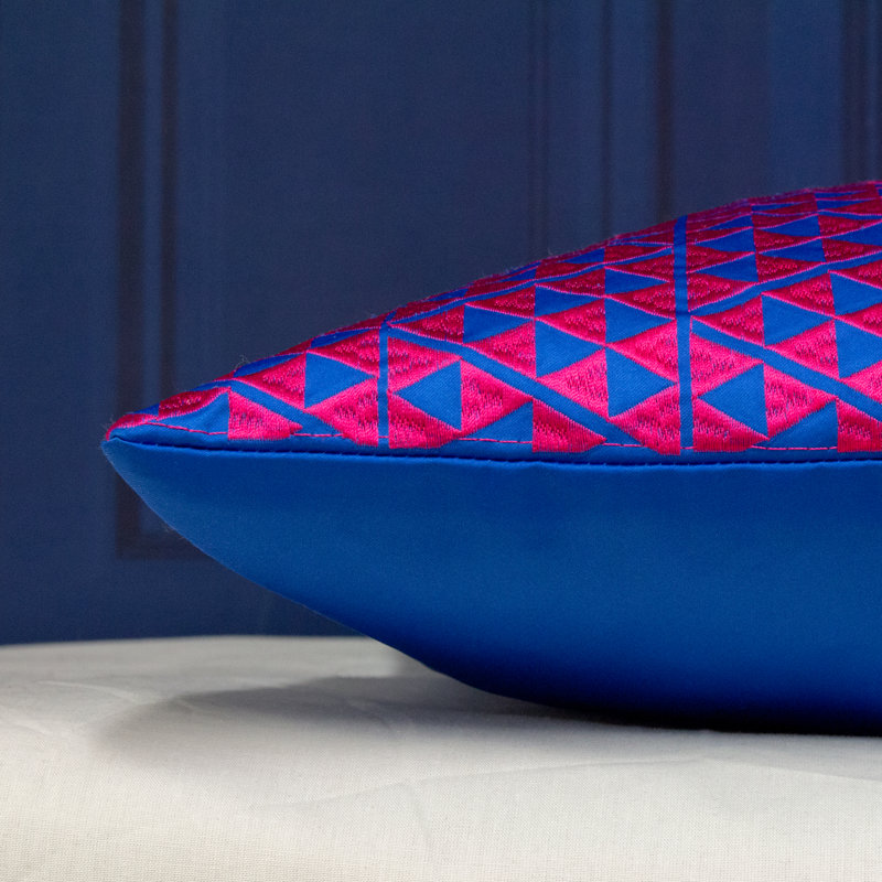 Bax Geometric Square Cushion, Skydiver/Camellia, Feather