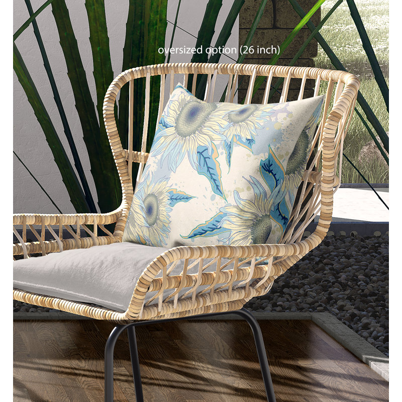 Floral Reversible Throw Pillow, 18" x 18", White/Yellow