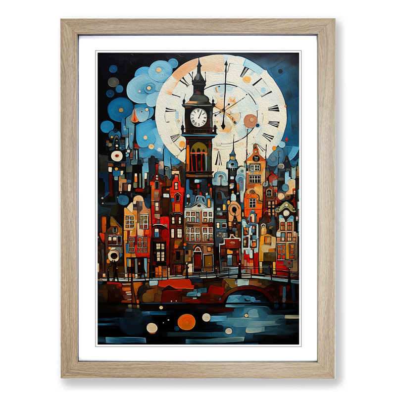 XYZ-FRM-V1223-1794 Amsterdam Dadaism - Single Picture Frame Print on Wood, 64cm H x 46cm W x 2cm D, Oak