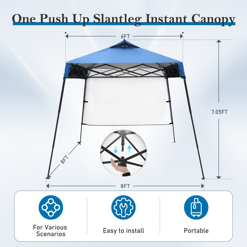 8x8 Pop Up Canopy With Single Side Wall