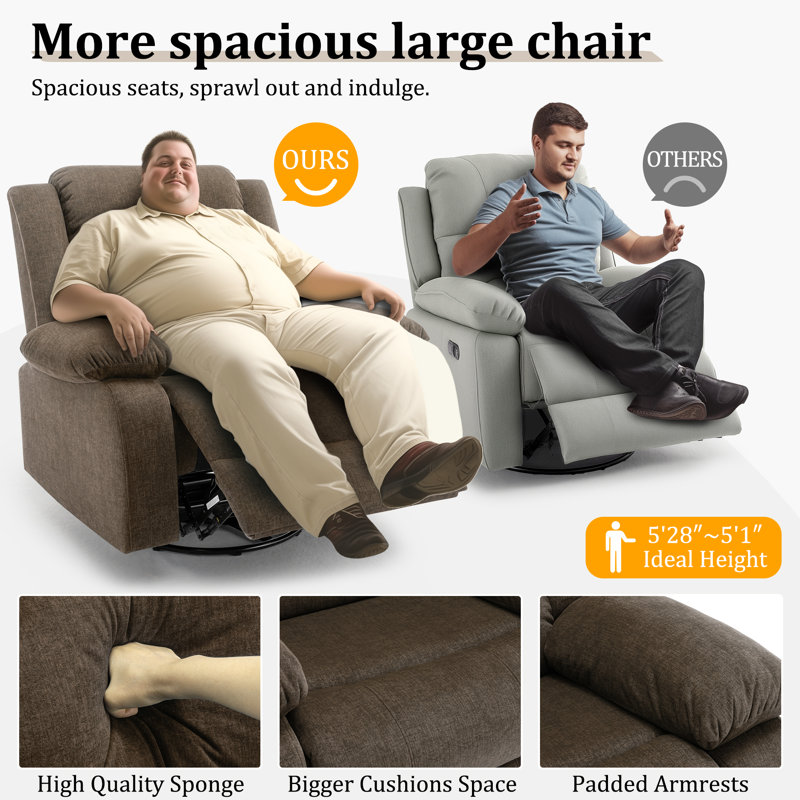 Ellisse Brown Cashmere Oversized Recliner with Massage and Heat