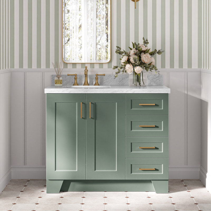 ARIEL TAYLOR 37 IN LEFT OFFSET RECTANGLE SINK VANITY, Left, Rectangle, Natural Oak