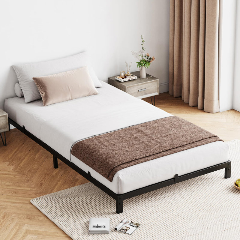 6-Inch Twin Metal Bed Frame, Low Profile Platform, Noise-Free, No Box Spring, Easy Assembly, Twin