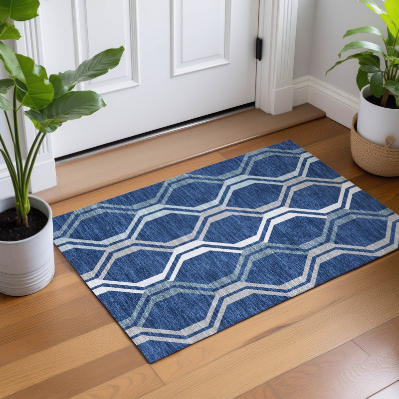 Machine Washable Indoor/Outdoor Hashlamoun ACN2326 Mid-Century Modern Rug, Rectangle 1'8" x 2'6"