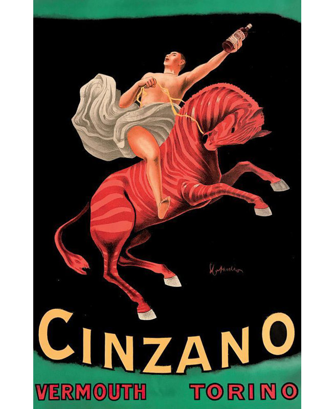 "Cinzano Vermouth Torino" par Leonetto Cappiello - Art sur toile tendue avec châssis, H 40 po x l 28 po