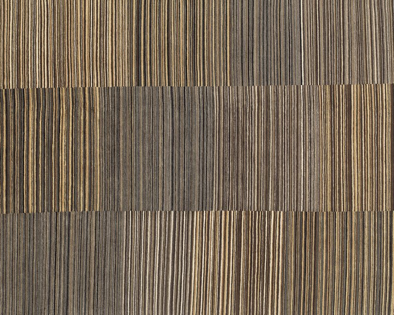 Spectrum Striped Hand-Knotted Wool Brown/Gray Area Rug, Rectangle 8' x 10', Brown/Gray