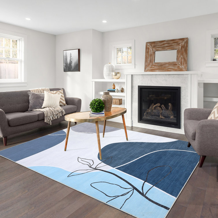 Hubey Washable Floral Indoor Rug