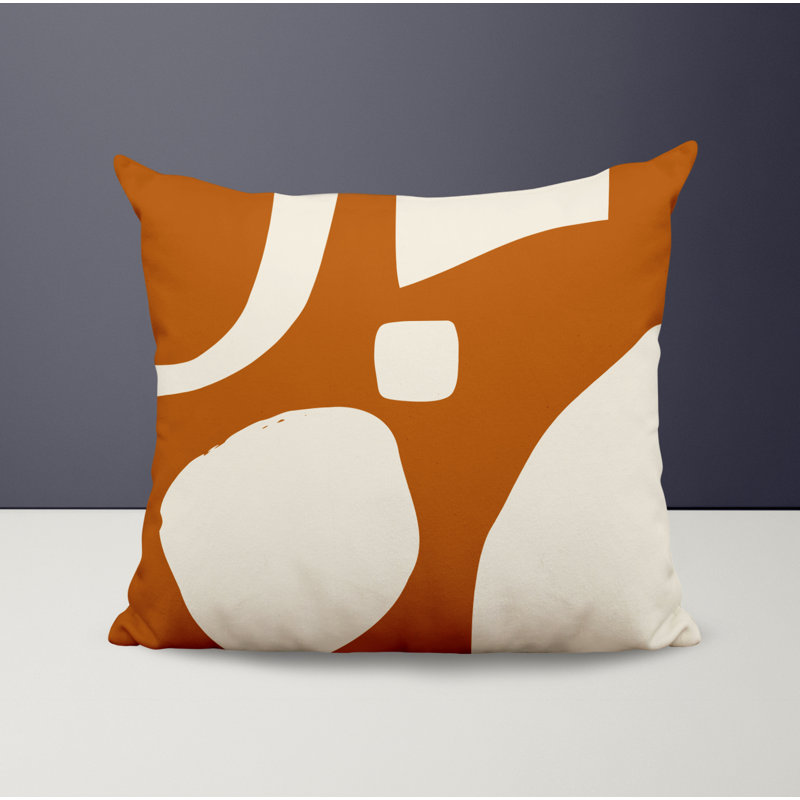 Coussin intérieur / extérieur en polyester filé Lara, Orange, blanc cassé, 17 po x 17 po