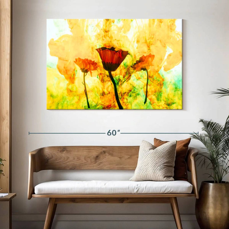 Glacis floral Avery abstrait, H 32 po x l 48 po