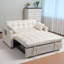 Canapé-lit polyvalent en velours 3 en 1 avec dossier réglable, poches de rangement et deux coussins pour une vie confortable