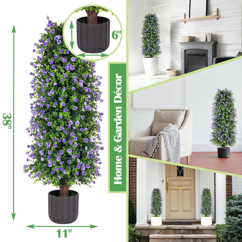 Ensemble de 2 fausses roses en pot 38 "(ensemble de 2), Mauve