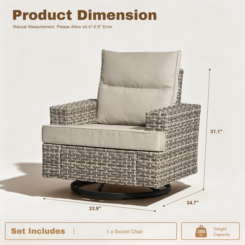 Chaise d'extérieur pivotante avec coussin, Beige