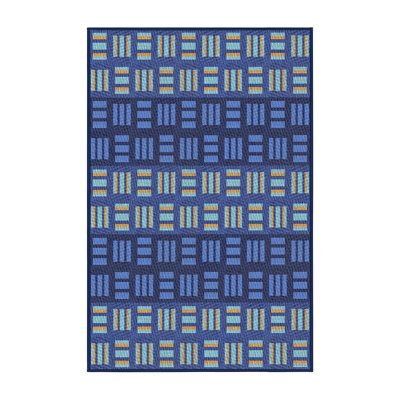 Bleu géométrique Saulsberry Tapis décoratif