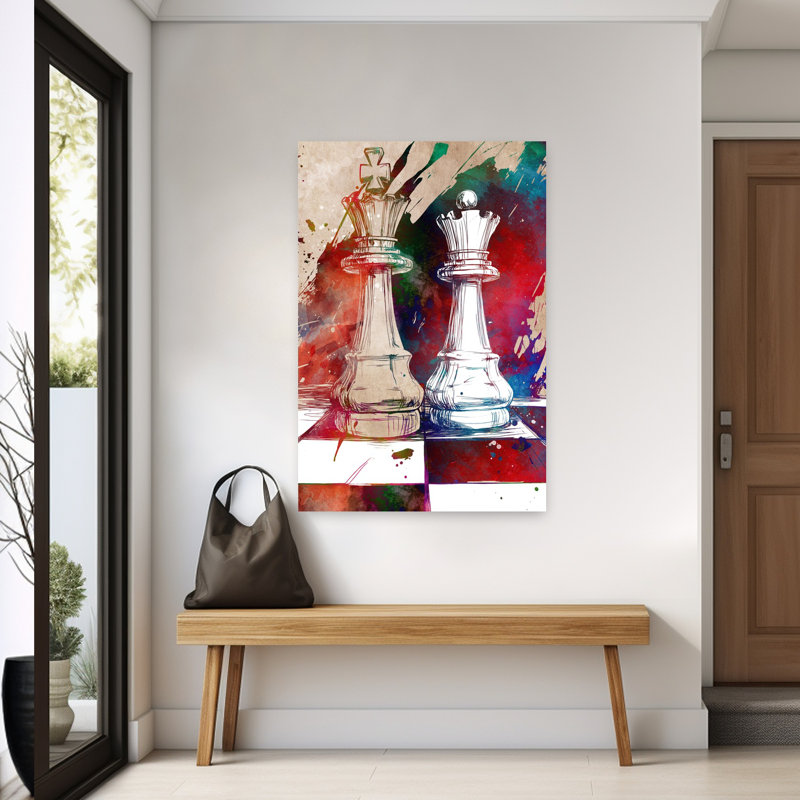 «Dynamic Chess King», art mural moderne abstrait coloré, H 60 po x l 40 po